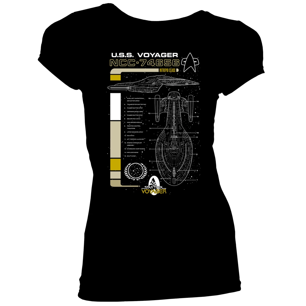 Star Trek: Voyager: Women's Fit T-Shirt: Ship Schematics 1 Star Trek: Voyager: Women's Fit T-Shirt: Ship Schematics